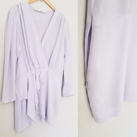 IRO Oak Dress Size 12 Light Purple Lavender Lilac Ruffle Surplice V Neck $400 - Picture 14 of 16
